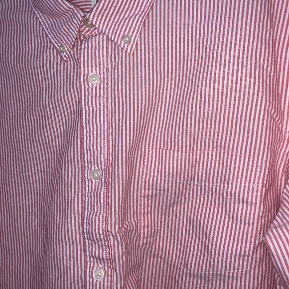 Gap Modern Oxford Button Down, Coral Pinstripe XL - Picture 4 of 9